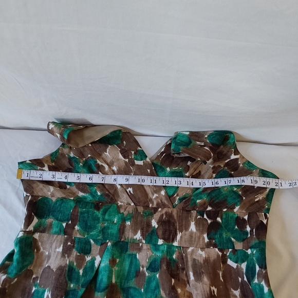 Axcess Liz Claiborne Lined Sleeveless Midi Dress Brown Green Floral XL - Picture 9 of 11